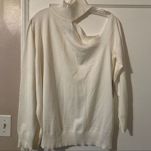 Eloquii Ivory One Shoulder Sweater.